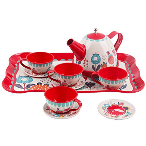 deAO 14 teiliges Tee-Service mit Tragetasche, in den Farben rot – Bild 3