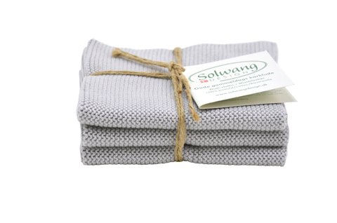 Solwang Cleaning Cloths Light Grey Knitted Grey Cotton Wipes Stainless Steel