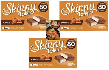 Skinny Whip Bars Toffee 5x20g x3 Packs and Kitchenfella Top 10 Movie Treats