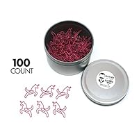 Butler in the Home Unicorn Shaped Paper Clips Great for Paper Clip Collectors or Office Gift - Comes in Round Tin with Lid and Gift Box (100 Count Pink)