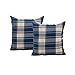Jiuhong Cotton Linen Throw Pillow Covers Farmhouse Decor Checkers Plaids Square Cushion Case Home Decorative for Sofa Bedroom Car, 2 Pack (Navy, 18 x 18 Inch)