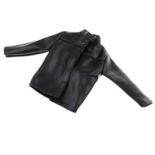 SunniMix 1/6 Scale Black PU Leather Male Jacket Coat Clothes Clothing for 12 inch Action Figures Doll Toys Accessories