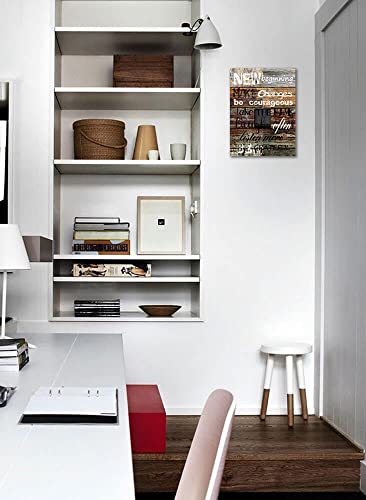 NEW BEGINNING BE COURAGEOUS INSPIRATIONAL Office Wall Art Quote Women Themed Wall Decor Motivational Canvas Prints Framed Wall Art for Bathrooms Motivational Modern Office Decor Canvas Art Wall Decor