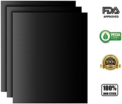 Dezeal Non-stick BBQ Grill &amp; Baking Mats, Perfect for Charcoal, Electric and Gas Grill, Easy to Clean and Reusable- Set of 3 mats,15.75 x 13