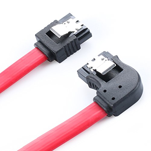 Postta SATA III Cable (5 Pack) 18 Inches 6.0 Gbps Straight to Left Angle Data Cable with Locking Latch-Red - Thumbnail 2