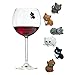 Simply Charmed Cat Wine Charms or Drink Glass Markers - Magnetic - Great Birthday or Hostess Gift for Cat Lovers - Set of 6 Cute Kitty Glass Identifiers