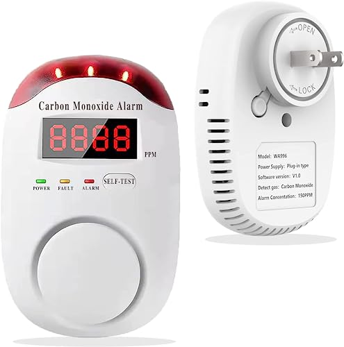 DYWL SECURITY Carbon Monoxide Detector,Carbon Monoxide Detector Plug in wall,LED Audible/Visual Alarm(Deaf-accessible), Digital Screen, Plug-and-Play – 1 pc