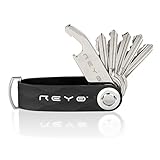 Compact Key Organizer by Reyo - Practical Key Holder with Bottle Opener (Up to 10 Keys, Black)