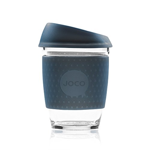JOCO Glass Reusable 12oz Coffee Cup (Mood Indigo Sea Glass)