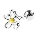 BODYA 1Pc 18g 7mm white enamel daisy Flower Ear Cartilage Barbell Helix Earlobe Studs Earrings Piercings