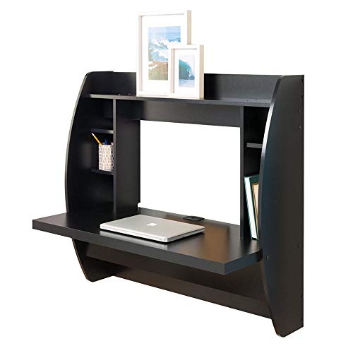 totoshop Computer Table Floating Wall Mount Desk with Storage Shelves Home Office Bedroom