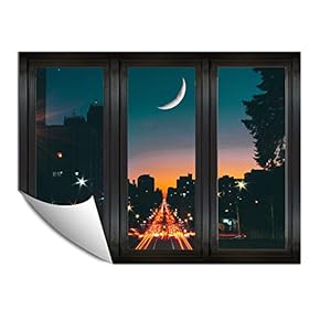 Wall Paper Small Wall Mural City at Night Wall Art Removable Wall Decoration for Bedroom Living Room - 24x32 inches