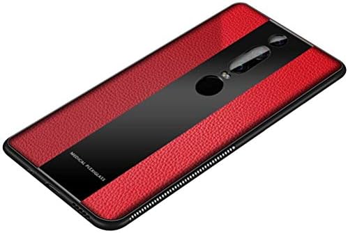 Phone Case, Mate RS PU Leather and Glass Back Shell with Flexible Soft TPU Silicone Frame Shockproof Cover Case for Mate RS Porsche Design 6.0" -Red