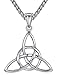 Aoiy Stainless Steel Irish Triquetra Celtic Knot Trinity Pendant Necklace, 24