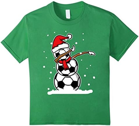 Kids Dabbing Snowman Soccer Christmas Funny T shirt Dab Ball 12 Grass