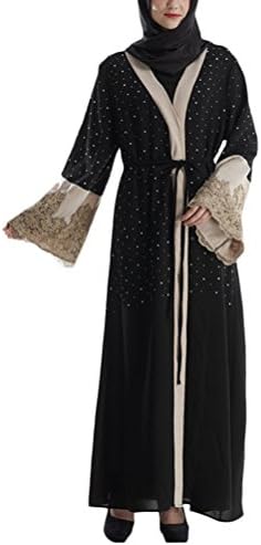 Zhuhaitf Muslims Women Embroidery Cardigan Robe Long Dress for Dubai Arab Turkish
