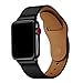 KYISGOS [Patent Pending] Compatible with Apple Watch Band 44mm 42mm, Genuine Leather Replacement Band Strap Compatible with iWatch Series 4 Series 3 Series 2 Series 1 42mm 44mm, Black