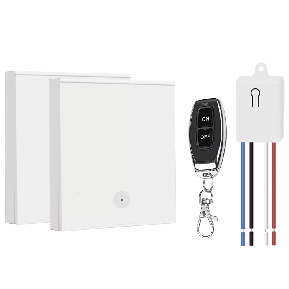 QIACHIP Wireless Light Switch Kit,433Mhz Remote Control 10A Relay receiver controller RF Radio 86 Wall Panel Safety On/Off Switch for Lamp up to 1000W