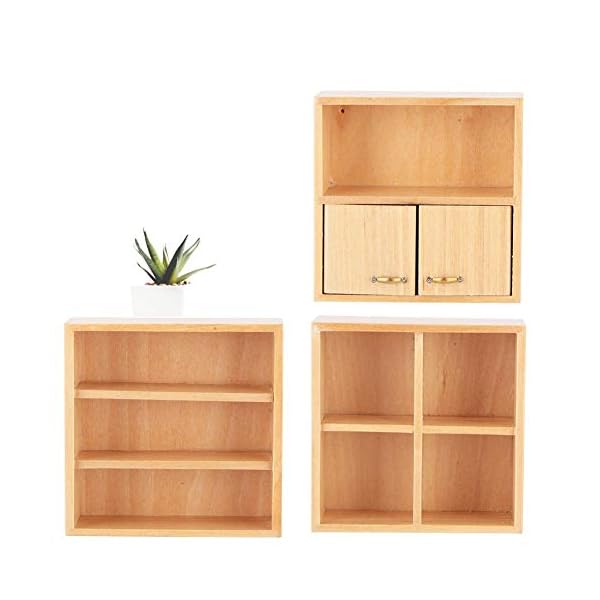 Maßstab 1/12 Puppenhaus Zubehör Holz Schrank Möbel Wohnzimmer Schlafzimmer Schrank Einheit für Puppenhaus(Kräftiges Holz) – Bild 8