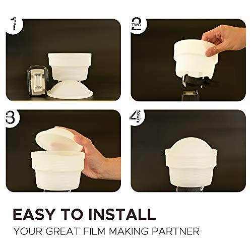 Flash Diffuser for Speedlight [Speed Mount, Collapsible, Portable] LUVRD Universal Lightsphere with Ambom AmberDome for Nikon Canon Sunpack Nissin Sigma Sony Pentax Olympus Yongnuo Flashes - White - Thumbnail 4