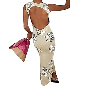 jsadfojas Y2K Vrouwen Sexy Gebreide Jurk Hol Halter Neck Mouwloos Midi Jurk Bodycon Zomer Strand Club Streetwear