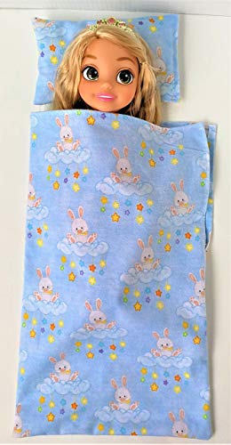 Easter Baskets For Little Girls 14â€ Inch 16 Inch 18 Inch Doll Clothes And Accessories Bed Sleeping Bag Set: Bunny Rabbit Pillow + Sleepwear Fit American Doll Girl Glitter Girls Doll Bed Accessories
