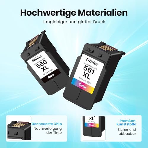 560 561 patronen Kompatible für Canon druckerpatronen 560 XL 561 XL für Canon PIXMA TS5350i TS7450i TS5300 TS5350a TS5350 TS5351i TS5355a TS7400 TS7451a TS7450 TS5351a(1 Schwarz, 1 Farbe)