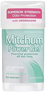 Image of Mitchum for Women Power Gel, Anti-Perspirant & Deodorant, Sensitive Skin, Fragrance Free 2.25 oz (63 g) (Pack Of 6)