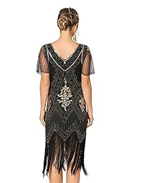 Metme vestido de manga corta para dama, estilo Gatsby de los años 20, vestido de cóctel