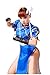 DAZCOS Women's US Size Game Fighter Cosplay Costume Blue Cheongsam with Hair Accessories and Waistband Halloween Costume (X-Small)