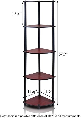 5-Tier Lima Corner Display Rack Shelf, Dark Cherry Black 99811DC/BK Sturdy on flat surface Easy no hassle no tools 5-minutes assembly