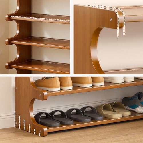 Zapatera Organizador, 6 Niveles, Con Capacidad Para 20-24 Pares de Zapatos, Zapatero de Bambú, Ideal Para Pasillos, Corredores y Entradas, 68 * 20 * 82CM