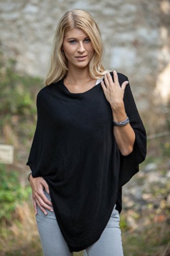 styleBREAKER-Damen-Feinstrick-Poncho-in-Unifarben-leicht-asymmetrischer-Schnitt-rmellos-Rundhals-08010042