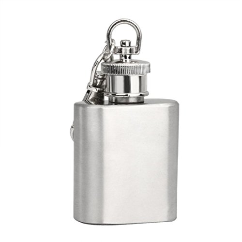 1oz Mini Stainless Steel Hip Flask Alcohol Flagon with Keychain ,Tuscom (28ML)