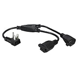 QVS 16" 3-Prong OutletSaver Splitter Power Adapter with 90 Flat Plug - 2-Pack Computer Surge Protector Black (PPRT-ADPT2-2PK)