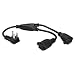 QVS 16" 3-Prong OutletSaver Splitter Power Adapter with 90 Flat Plug - 2-Pack Computer Surge Protector Black (PPRT-ADPT2-2PK)