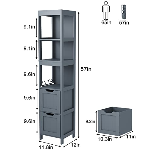 HOMEFORT Bathroom Storage Slim Tall Narrow Floor