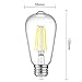 Ascher E26 LED Light Bulbs, 6W, Equivalent 60W, 800lm, White 5000K, ST58 Edison Bulb, Vintage Filament Clear Glass, Non Dimmable, Pack of 6