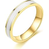 INRENG Women's 4MM Stainless Steel Promise Eternal Ring Epoxy Enamel Wedding Band Comfort Fit