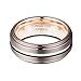 TUSEN JEWELRY Mens Wedding Band 8mm Espresso Brown Brushed Thin Rose Gold...