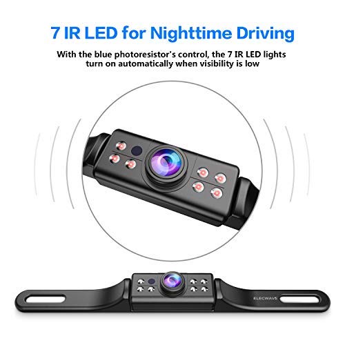 Backup Camera,2018 Upgrade Version Car Rear View Front View Reversing Camera 170Â° Perfect View Angle 7 IR LED Lights Night Vision IP68 Waterproof Universal Backing Camera - Optional Guideline(YES/NO)