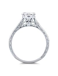 Anillo de compromiso estilo antiguo con diamantes, 1 1 2 peso total en quilates, moissanita, oro blanco de 14 quilates