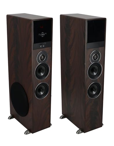 Rockville TM80D Powered Home Theater Tower Speaker System, Dark Wood, 800W, 8