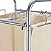 JEFEE Laundry Sorter Cart kaundry Sorter Divided Hamper with Heavy Duty Rolling Wheels, Heavy Duty Double Bag Laundry Sorter Cart for Clothes Storage, Cream…