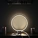Brightech Circle LED Nightstand Lamp with USB Port – Compact Bed Stand Lamp for Bedroom, Living Room - Modern Asian Table & Desk Lamp on Side & End Tables - Titanium Sliver