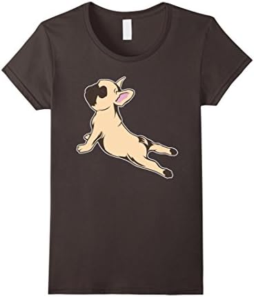 Womens French Bulldog Yoga Shirt - Funny Frenchie TShirt Medium Asphalt