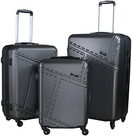 3 Piece Luggage Set Durable Lightweight Spinner Suitecase LUG3 1610 BLACK