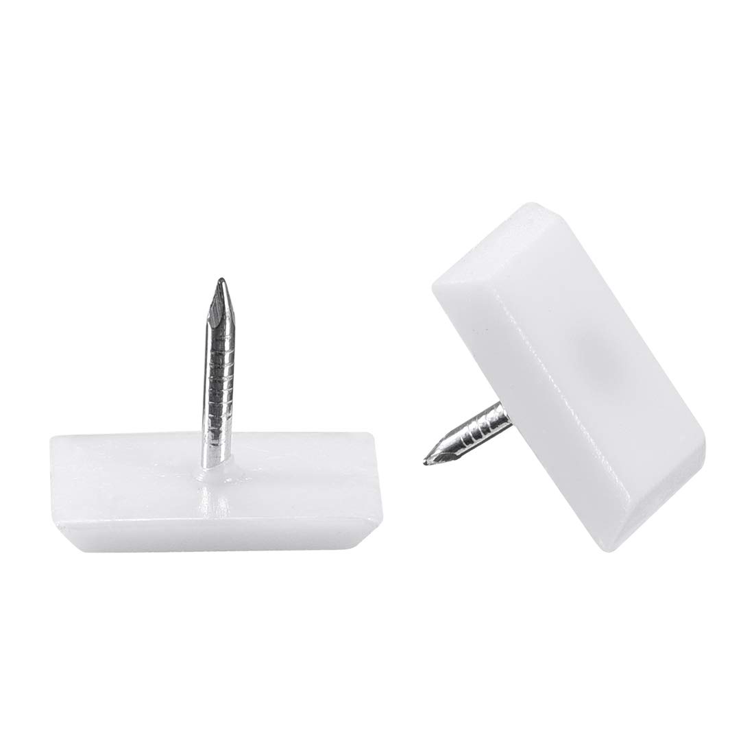 sourcing map Furniture Feet Nail Plastic Glide Nails Square Glide Nails Chair Table Leg Protector Pads 18mm x 12mm White 60pcs