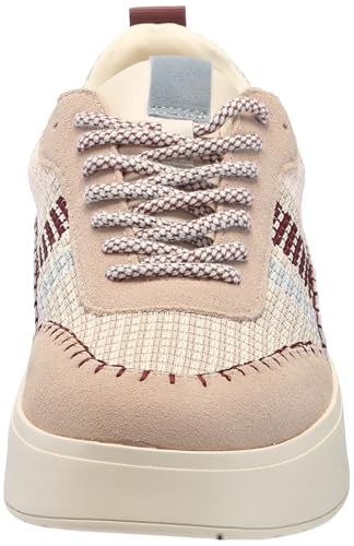SANCTUARY WOMEN’S PEACE PLATFORM SNEAKERS – LACE-UP WITH THICK SOLE, CUSHIONED INSOLE, AND ULTRA-LIGHTWEIGHT COMFORT, CREAM/MUSHROOM/BLUE – 11