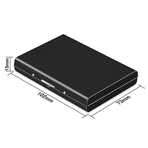 Hawatour 8 Slots RFID Blocking Credit Card Holder Stainless Steel Credit Card Case for Holding Credit Card, ID Card, Business Card (Black)